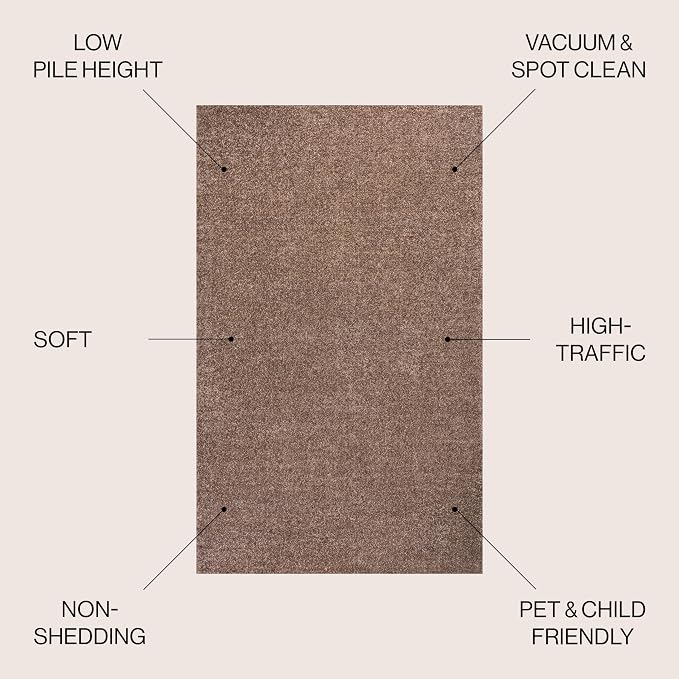 JONATHAN Y Haze Solid Low-Pile Brown 7' Square Indoor Area Rug, Coastal,Bohemian,Minimalist,Classic, Easy-Cleaning for Living Room,Bedroom,Kitchen,Pet Friendly,Non-Shedding (SEU100J-7SQ)