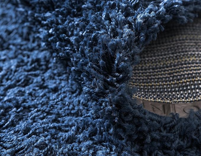 Unique Loom Solid Shag Collection Area Rug (2' 2" x 6' 5" Runner, Sapphire Blue/ Navy Blue)
