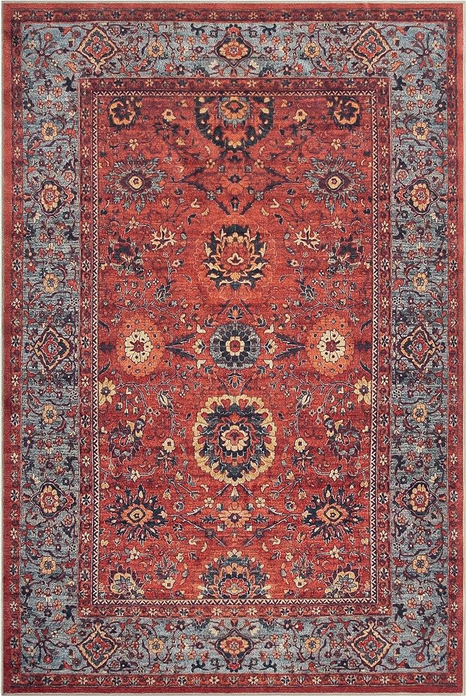 Keen Home Design 10x14 Rug - Machine Washable Area Rug with Non-Slip Backing, Ideal for Living Room, Dining Room, Bedroom - Vintage, Easy Clean, Durable, Low Pile Rug - (9'7" x 14')