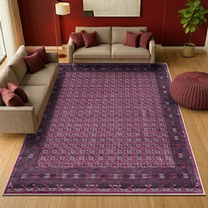 Keen Home Design 9x12 Rug - Machine Washable Area Rug with Non-Slip Backing, Ideal for Living Room, Dining Room, Bedroom - Vintage, Easy Clean, Durable, Low Pile Rug - (9' x 12')