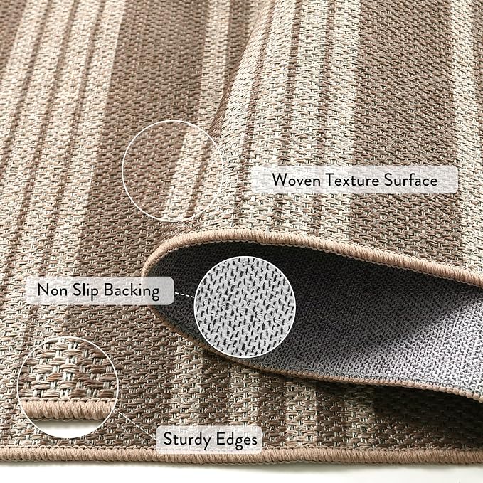 Lahome Striped Easy Jute Kitchen Runner Rug, 2x6 Washable Rugs for Entryway | Indoor Outdoor Non Slip Hallway Runners, Modern Farmhouse Neutral Carpet for Entry Laundry Room Front Porch, Khaki