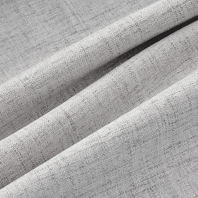 MIULEE 100% Blackout Linen Curtains 42 x 90 Inch Greyish White 2 Panels | Thermal Insulated, Room Darkening Drapes for Bedroom Living Room, Back Tab Rod Pocket Pinch Pleated, Solid Luxury Decor