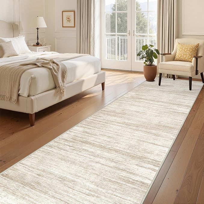 3x10 Runner Rug Non Slip,Washable Hallway Runner Rug,Brown | Long Neutral Rugs for Kitchen,Entryway,Bedroom,Bathroom,Laundry Room,Thin,Soft Runner Rug,Stain Resistant Indoor Carpet