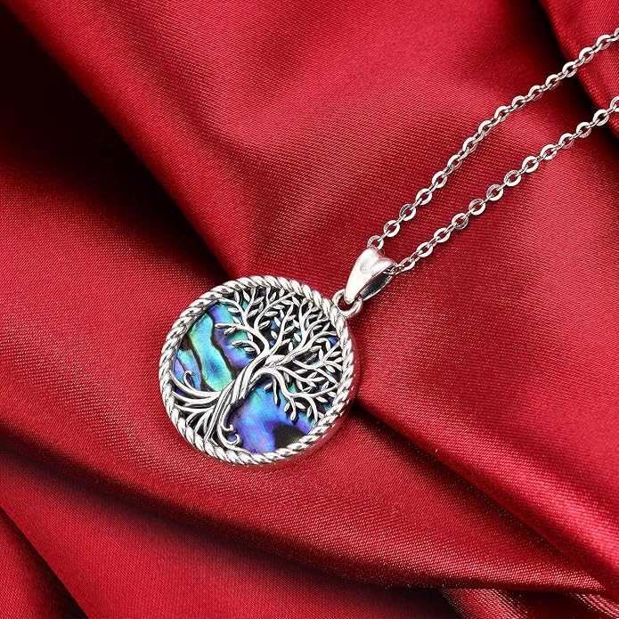 Odinstone Tree of Life Necklace, Sterling Silver Pendant for Women Family Tree Necklaces Jewelry for Mom/Wife/Grandma(With Fine Gift Box)