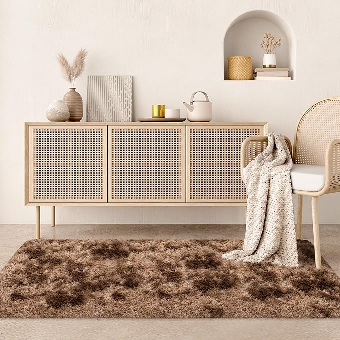 2x6 ft Soft Brown Runner Rugs for Bedroom Living Room Plush Fluffy Rug Shag Rug Carpet Non Slip Washable for Nursery Dorm Fuzzy Bedside Rug Runner for Kids Girls Room Home Decor