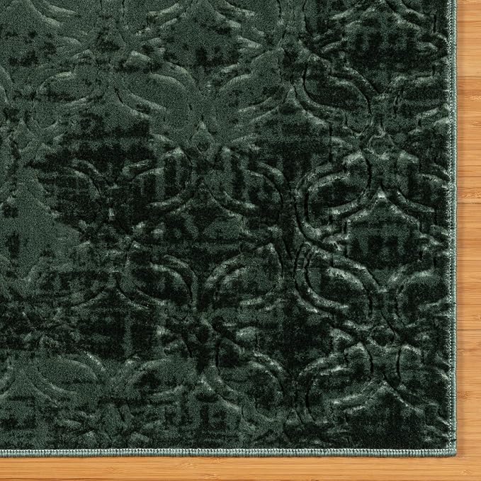 Gertmenian Indoor Transitional Area Rug - 5x7 Standard, Non-Shedding, Ideal for High Traffic in Living Room, Bedroom, Entryway - Geometric, Dk. Green, 26861