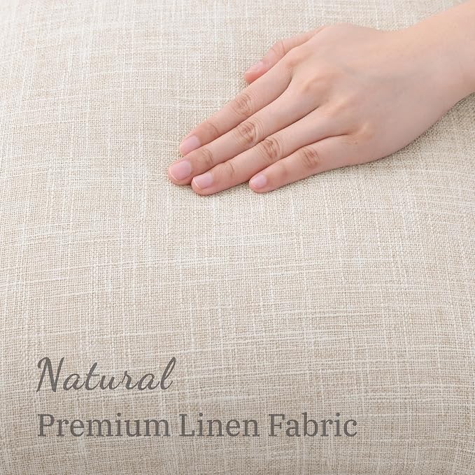 decorUhome Beige Faux Linen Outdoor Throw Pillow Covers 12x20 Set of 2 | Fall Decorative Textured Neutral Modern Farmhouse Pillow Covers with Stitched Edge for Couch Sofa Bed Living Room