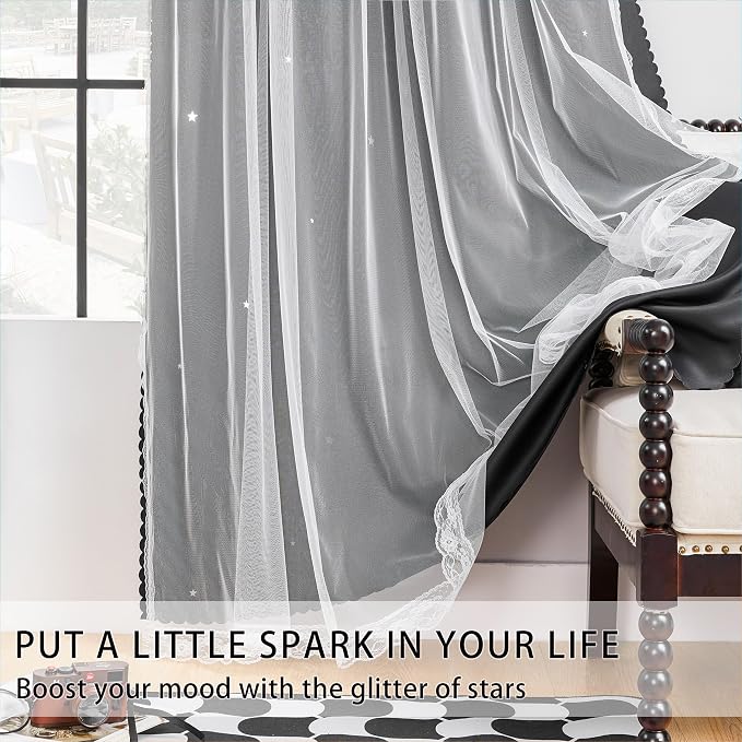 XiDi Black Out Curtains for Bedroom, Girls Room Decor, Unicorn Theme for Kids, Living Room - 63 Inches Long 52 Inches Wide 2 Panel Black