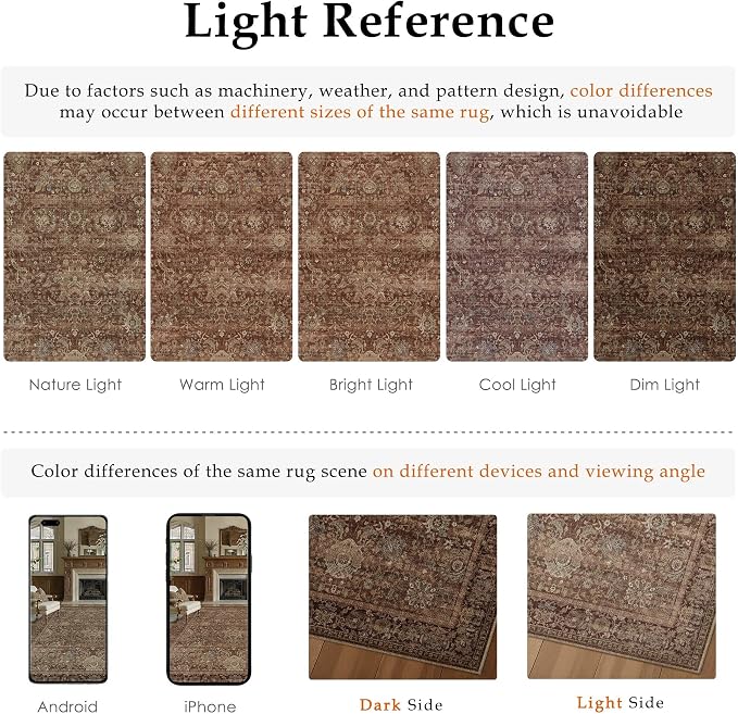 HUGEAR Hallway Runner Rugs 2x6 Rust Red Washable Rug Neutral Vintage Rug Carpet Distressed Soft Durable Non Slip No Shedding for Indoor Bedroom Kitchen Dining Nursery Laundry