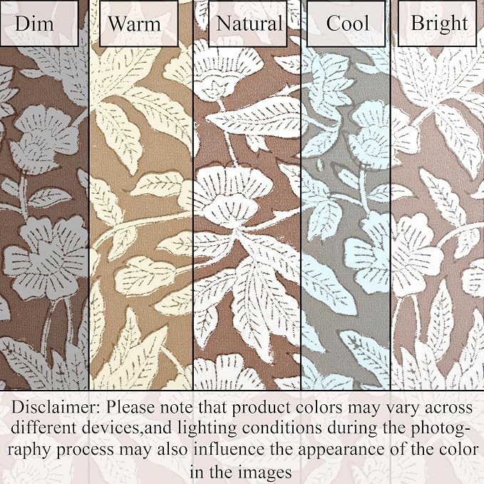 Ridhi Oak Brown Block Print Cotton Piping Throw Pillow Covers 16x16 Set of 2 Decorative Couch Pillows for Living Room, Chic Boho Cute Outdoor Pillows Covers Gifts for Christmas, Thanksgiving