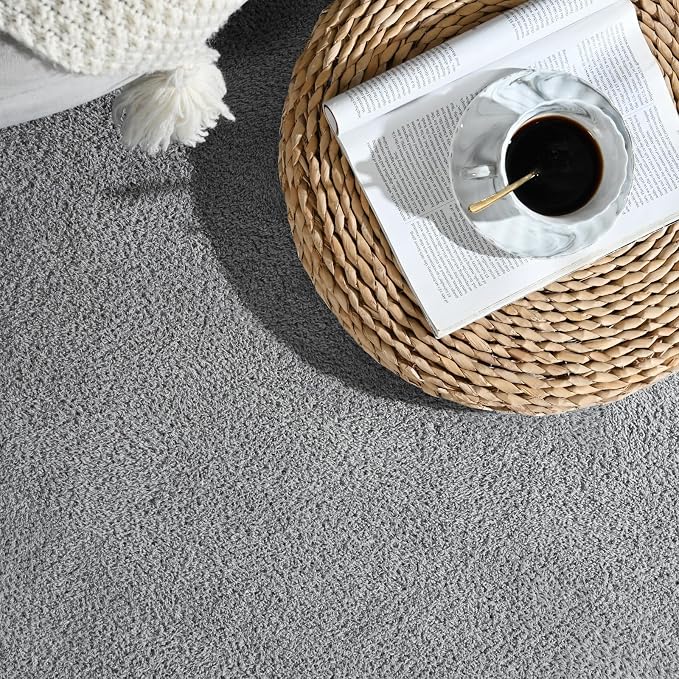 Gifeas Ultra Soft Modern Runner Rugs for Living Room Bedroom, 2x6 Feet Grey Thickened Memory Foam Indoor Solid Minimalist Carpets, Non-Slip Comfy Area Rug for Boys Girls Nursery Room Home Decor