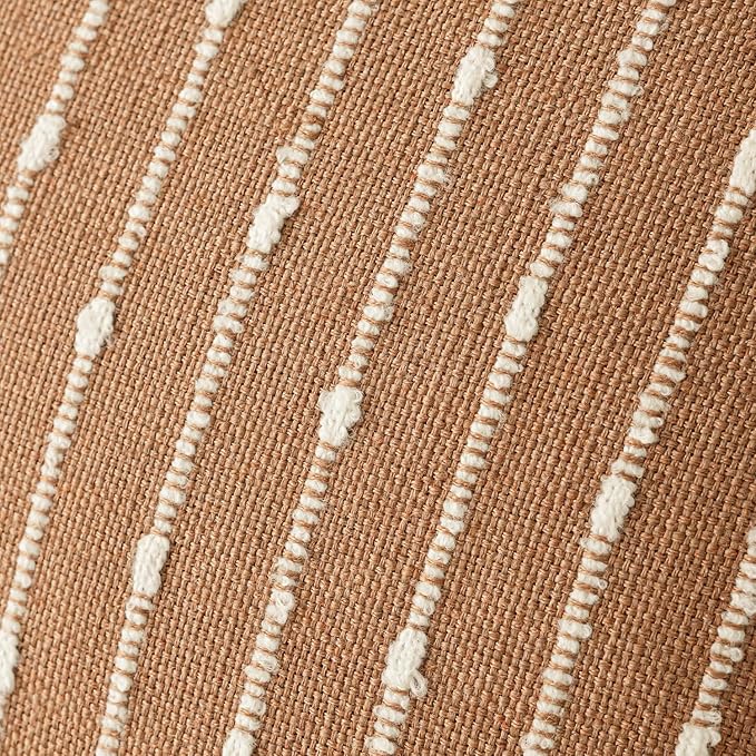 Foindtower Pack of 2 Decorative Jacquard Boucle Throw Pillow Covers Accent Textured Striped Pillowcases Soft Boho Modern Cushion for Couch Sofa Bedroom Living Room Home Decor 20x20 Inch Rust Tobacco