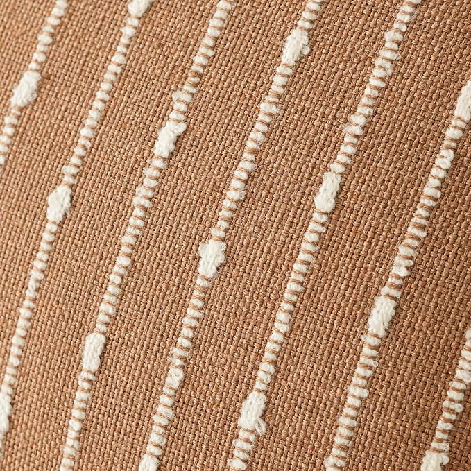 Foindtower Pack of 2 Decorative Jacquard Boucle Throw Pillow Covers Accent Textured Striped Pillowcases Cozy Modern Cushion for Couch Sofa Bedroom Living Room Home Decor 18x18 Inch Rust Tobacco