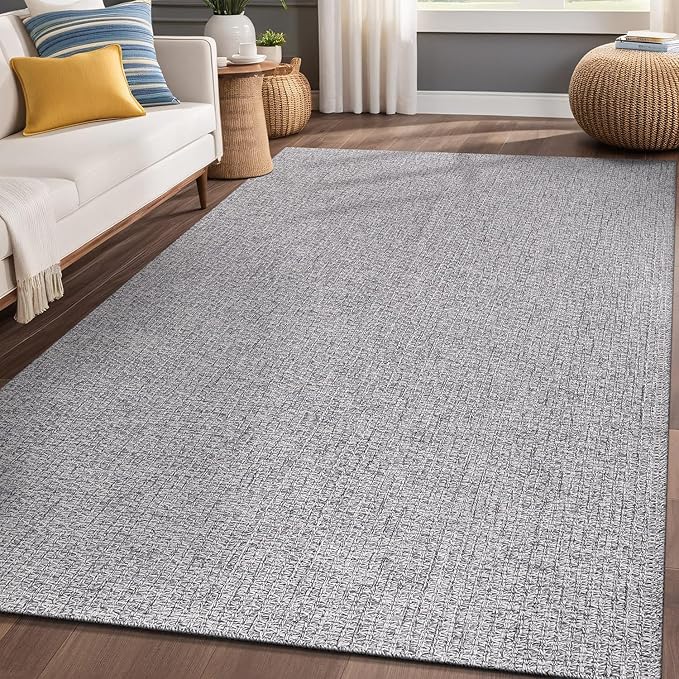 Luul Home Easy Jute Rugs 6x9 Gray Color Living Room Indoor Outdoor Area Rug for Farmhouse Patio and Kitchen Rug High Traffic Washable Easy to Clean Solid Boho Woven Design Outside Carpet (6 x 9)