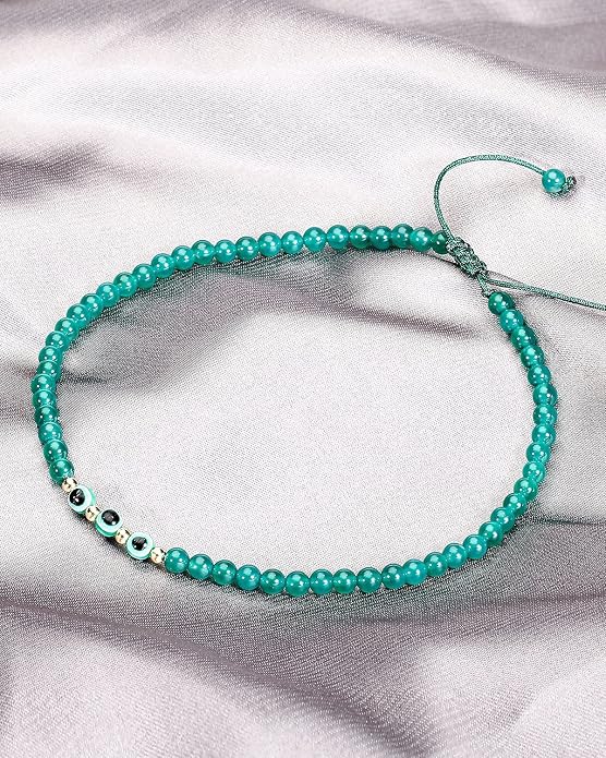Evil Eye Ankle Bracelets for Women Beads Anklets Beach Accessiory Gemstone Healing Crystal Adjustable
