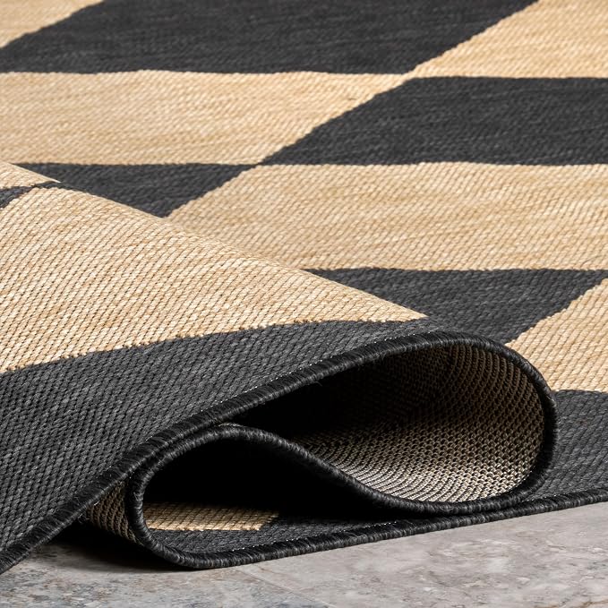 Nuloom Outdoor Performance Collection Sabina Dark Grey/Ivory, 8' Round, Soft, High Traffic, Stain Resistant, Easy Clean, Durable Area Rug for Indoor/Outdoor Patio, Deck, Porch, Garden, Courtyard