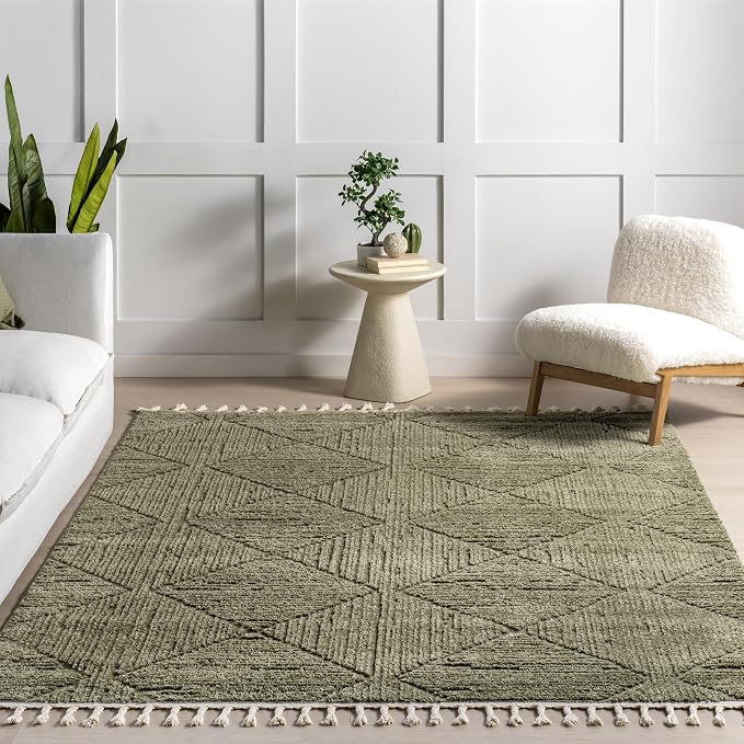 Nuloom Kerry Green, 5'3" x 7'6", Geometric, Soft and Cozy, High Traffic, Stain Resistant, Easy Clean, Durable Area Rug for Bedroom, Living Room, Dining Space, Den, Foyer, Entryway