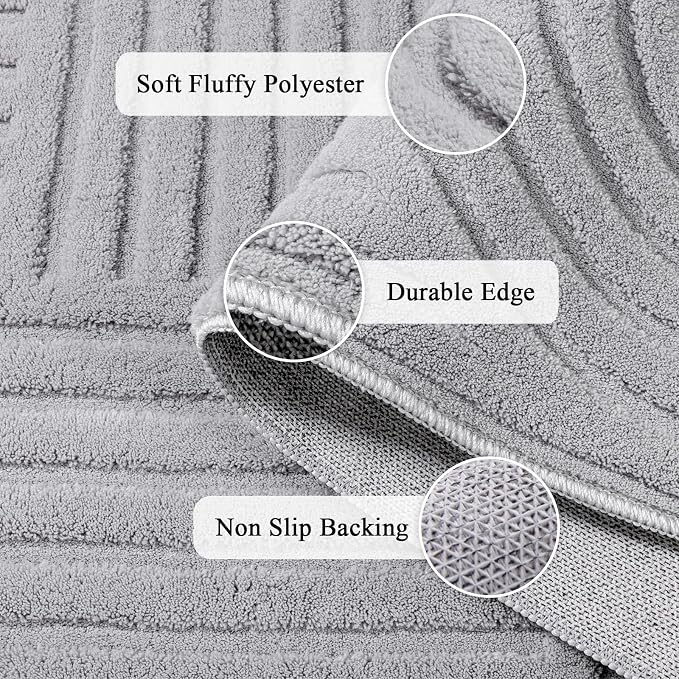 SHACOS Soft Cozy Fluffy Arch Pattern High Low Pile Area Rugs 6'x9' Large Non Slip Washable Modern Geometric Rug Scandinavian Minimalist Carpet for Living Room Bedroom Dining Room, Light Grey
