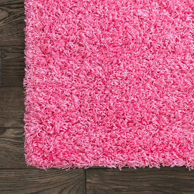 Unique Loom Solid Shag Collection Area Rug (7' 1" x 10' Rectangle, Taffy Pink)