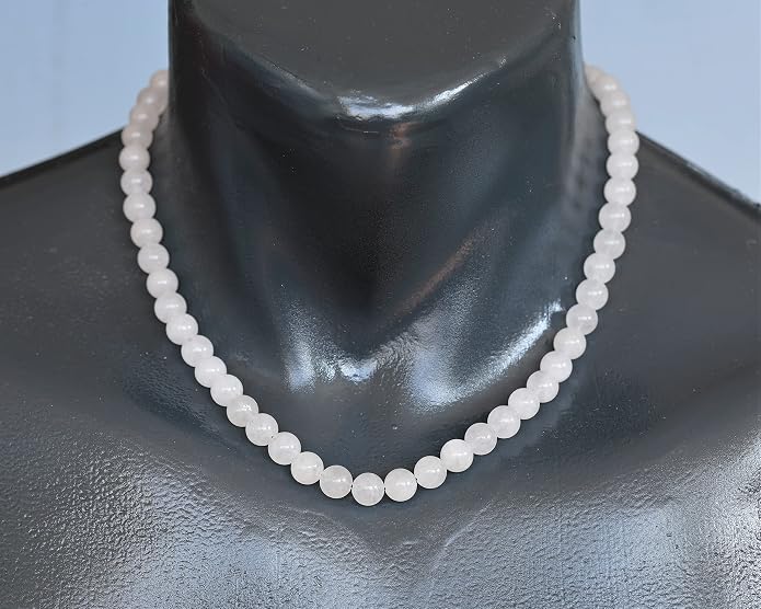 Natural Gemstone Beaded Choker Necklace | 8mm Handmade Adjustable Jewelry for Men & Women | Chakra Balancing Crystal Necklace | Spiritual Gift | Macrame Cord with Extender