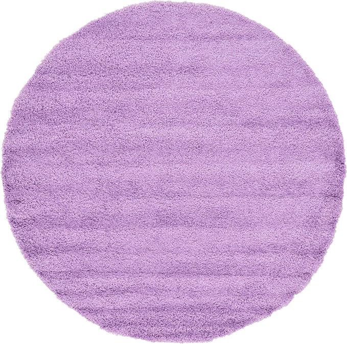 Unique Loom Solid Shag Collection Area Rug (8' Round, Lilac)