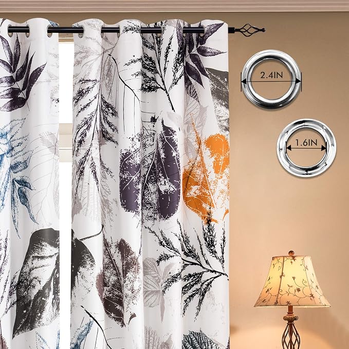 SUBRTEX Light Flitering Curtains 52Wx84L, Room Darkening Vibrant Floral Drapes, 50% Blackout, Semi Sheer Boho Farmhouse Curtains for Living Room, Gray