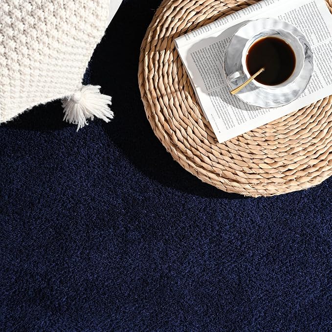 Gifeas Ultra Soft Modern Runner Rugs for Living Room Bedroom, 2x6 Feet Navy Blue Thickened Memory Foam Indoor Solid Minimalist Carpets, Non-Slip Comfy Area Rug for Boys Girls Nursery Room Home Decor