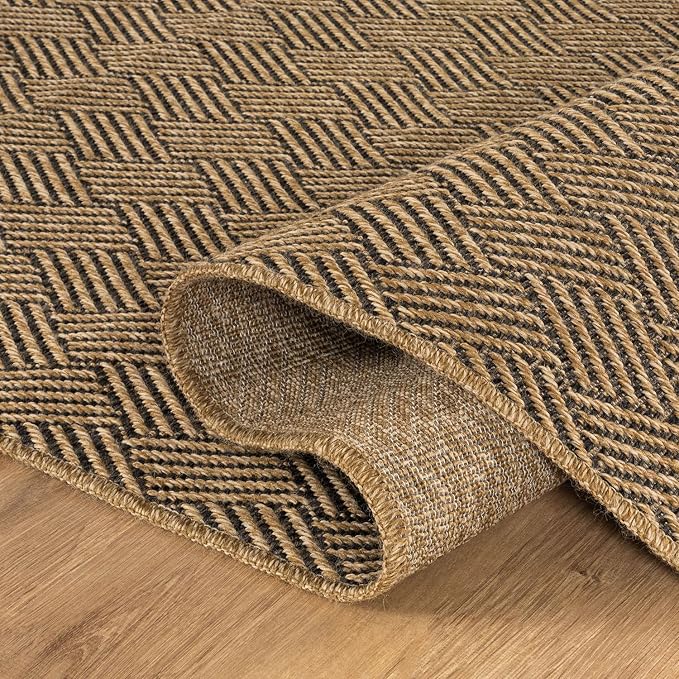 Luul Home Easy Jute Rugs 2x3 Herringbone Natural Color Living Room Indoor Outdoor Door Mat for Patio and Kitchen Rug High Traffic Washable Easy to Clean Solid Boho Woven Design Carpet (2 x 3)