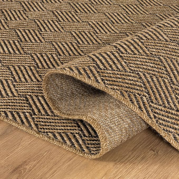 Luul Home Easy Jute Rugs 6x9 Herringbone Natural Color Living Room Indoor Outdoor Area Rug for Patio and Kitchen Rug High Traffic Washable Easy to Clean Solid Boho Woven Design Carpet (6 x 9)