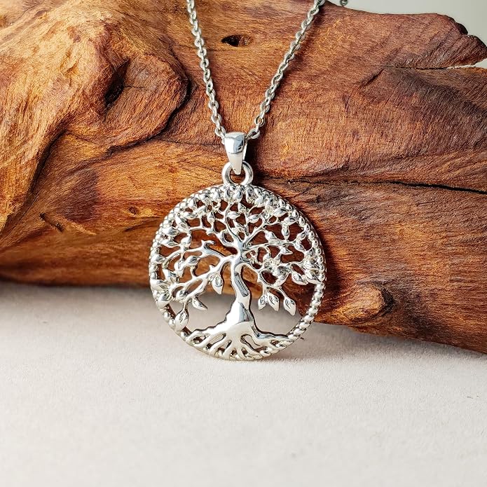 Tree of Life Necklace for Women, 925 Sterling Silver Pendant Necklace, Dainty Family Tree Celtic Jewelry, Birthday Anniversary Mothers Day Gift