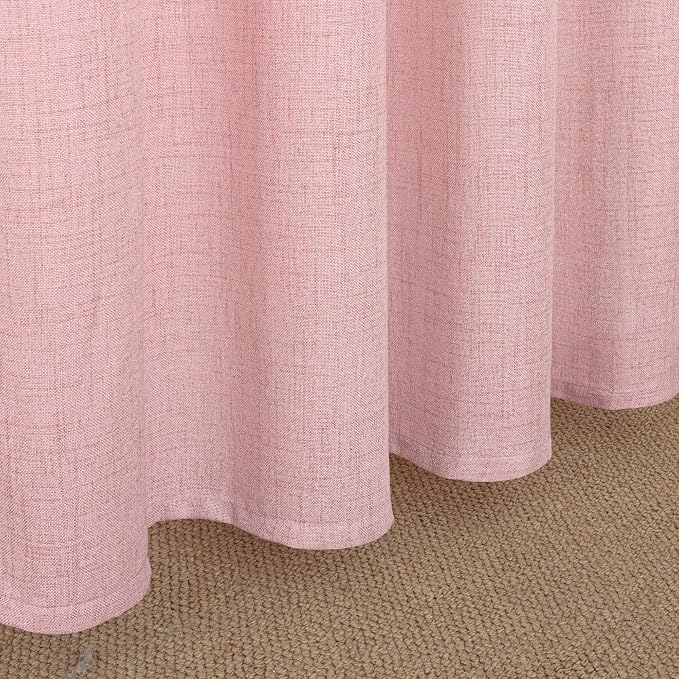 YoungsTex Light Pink Linen Curtains 63 Inch Length for Living Room Window, Light Filtering Drapes with Bronze Grommet Privacy for Bedroom Decorative, 52 x 63 Inch, 2 Panels