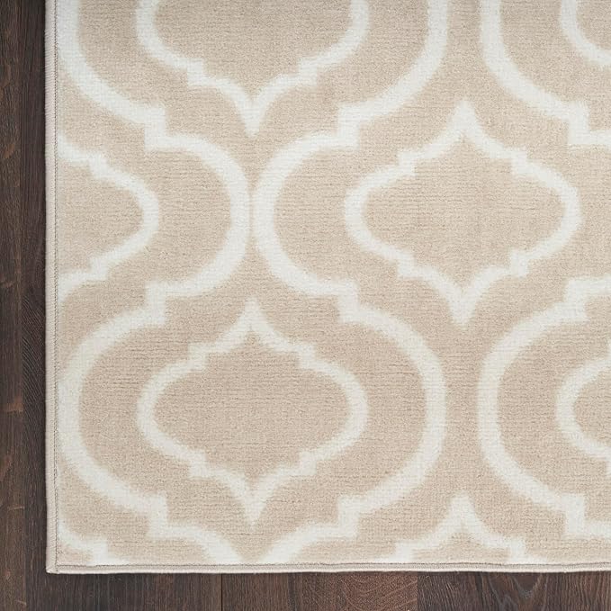 Nourison Home Jubilant Trellis Beige 2'3" x 7'3" Area -Rug, Easy -Cleaning, Non Shedding, Bed Room, Living Room, Dining Room, Kitchen (2x7)