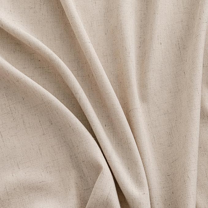 MIULEE Non-See-Through Privacy Linen Curtains 52W x 84L Inch Beige | 2 Panels, Light Filtering, Semi Sheer Window Curtains, Farmhouse Textured, Back Tab Drapes for Bedroom Living Room
