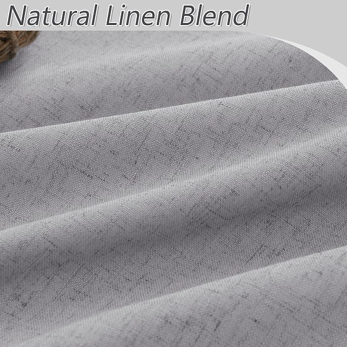 Guken Grey 100% Blackout Curtains 120 Inch Length 2 Panels Set for Living Room Bedroom Back Tab Thermal Insulated Black Out Linen Drapes Room Darkening Window Curtains 52x120