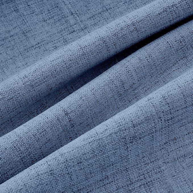 MIULEE 100% Blackout Linen Curtains for Bedroom 42 x 72 Inch Blue 2 Panels | Thermal Insulated, Room Darkening Drapes for Living Room, Back Tab Rod Pocket Pinch Pleated, Solid Luxury Decor