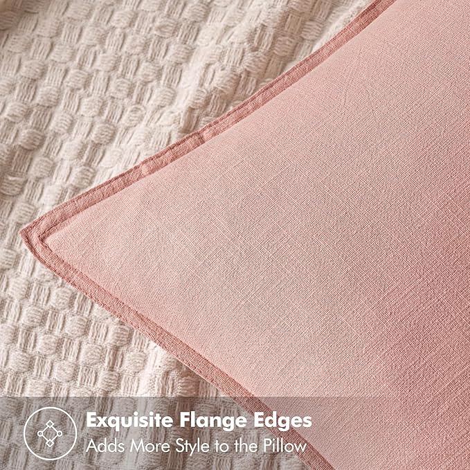 MIULEE Decorative Linen Pillow Covers 20x20 Inch Pink | Boho Farmhouse Neutral Couch Throw Pillows for Bed, Pack of 2 Accent Modern Pillowcases, Sofa Livingroom Home Decor