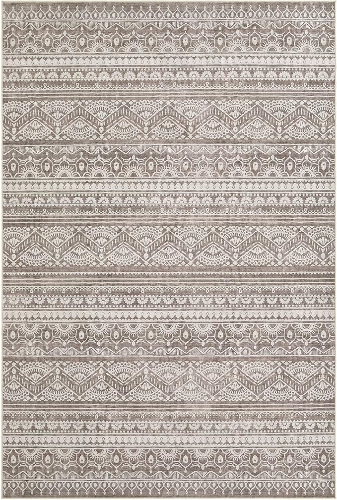 Tortania Area Rug Living Room Rugs - 6x9 Washable Large Soft Neutral Boho Moroccan Bohemian Farmhouse Rug Indoor Floor Carpet for Bedroom Under Dining Table Home Office Decor - Dark Brown