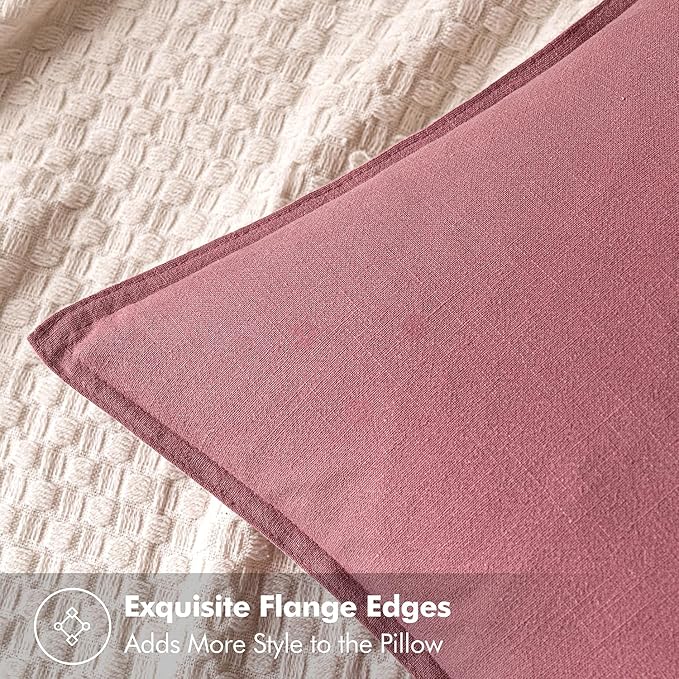 MIULEE Decorative Linen Pillow Covers 20x20 Inch Cranberry Red | Boho Farmhouse Neutral Couch Throw Pillows for Bed, Pack of 2 Accent Modern Pillowcases, Sofa Livingroom Home Decor
