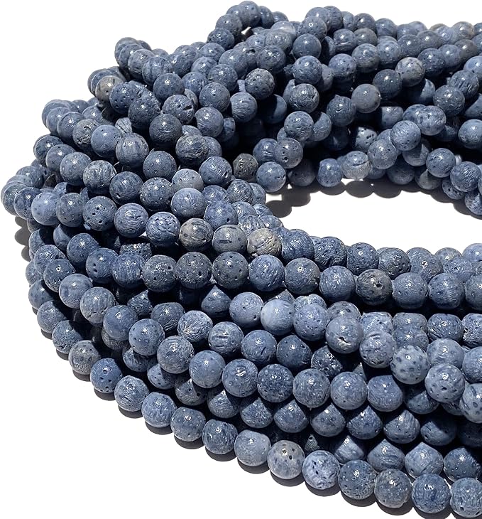 ABCGEMS Essential-Oil-Diffuser Indonesian Denim-Blue Sponge Coral Beads (Non Waxed, Non Polished) Natural, Organic, DIY Jewelry Making, Round 12mm