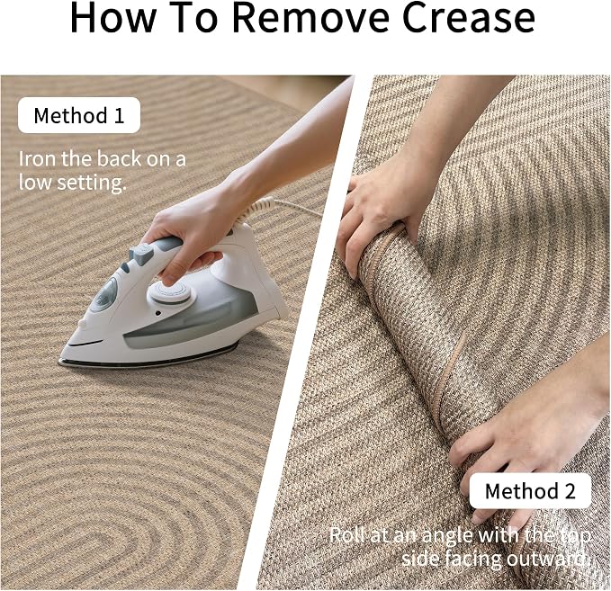 Easy Jute Rug for Pet Homes: 5x7 Outdoor Rug - Swirl Curved Pattern | Washable Design Cuts Your Cleaning Time by 75% and Maintain Shape and Texture after 50 Washes