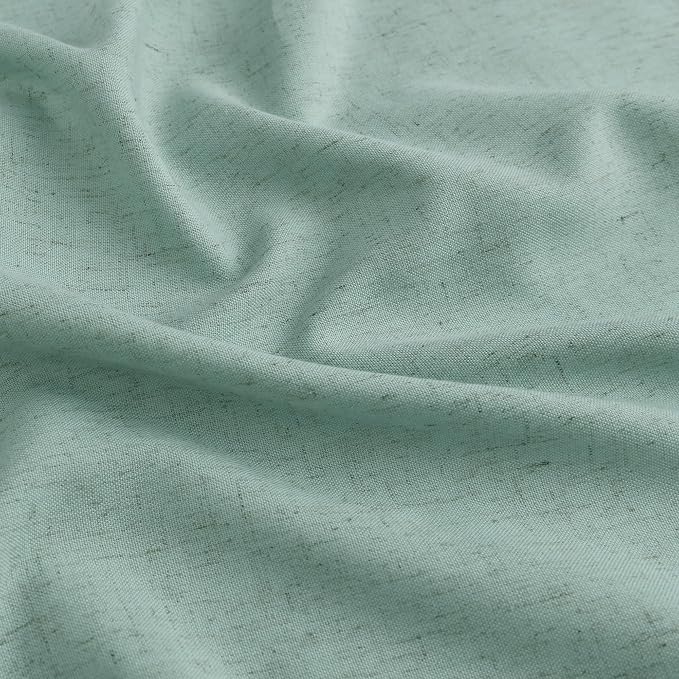 Aersas Aqua Green Pinch Pleated Linen Curtains 108 Inch Length 2 Panels for Living Room Bedroom Semi Sheer Window Curtain Boho Neutral Back Tab Pinch Pleat Drape with Hooks 40x108