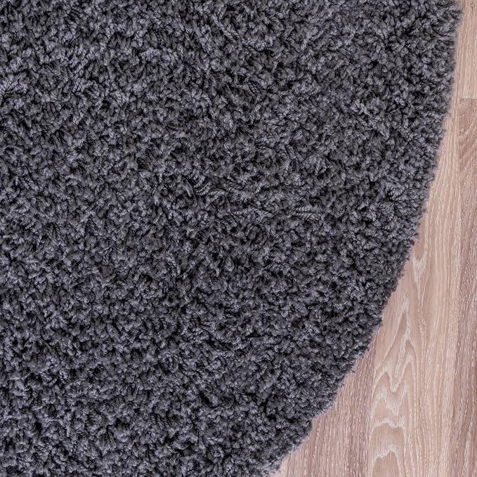 Unique Loom Solid Shag Collection Area Rug (6' 1" Round, Graphite Gray)
