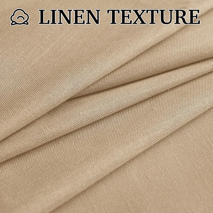 RYB HOME Boho Curtains 90 inches Long, Soft Linen Woved Lightweight Back Tab Light Filtering Fabric Shades for Dining Room Guest Room, W 52 x L90 inches, 2 Panels Set