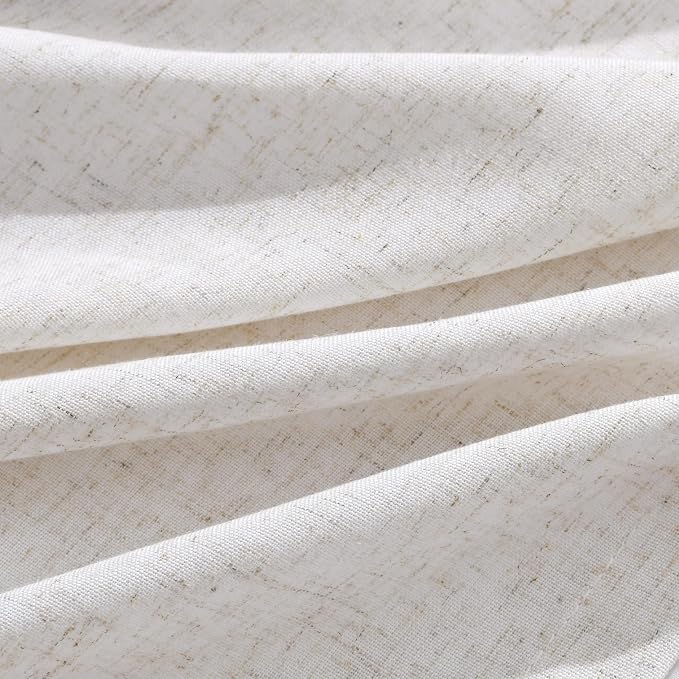 Aersas Beige White Pinch Pleated Linen Curtains 63 Inch Length 2 Panels for Living Room Bedroom Semi Sheer Window Curtain Boho Neutral Back Tab Pinch Pleat Drape with Hooks 40x63
