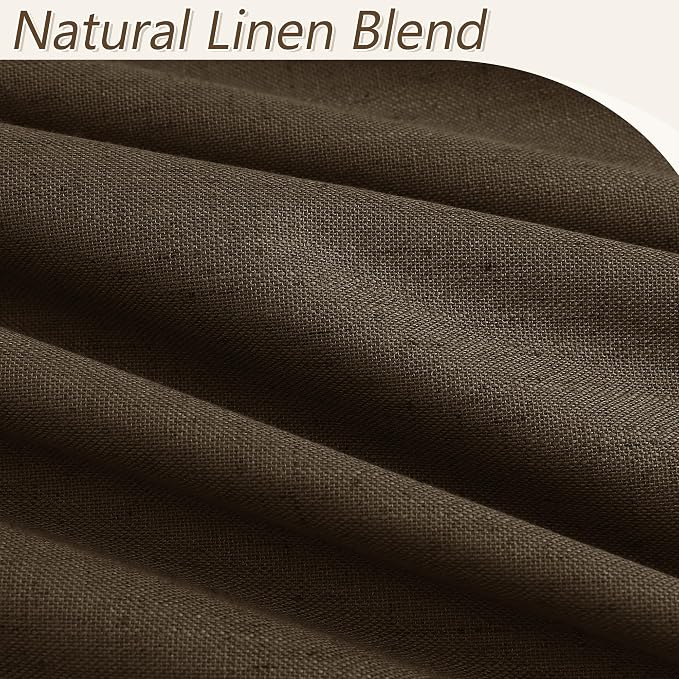 Guken 100% Blackout Curtains 120 Inch Length 2 Panels Set for Living Room Bedroom Back Tab Thermal Insulated Black Out Linen Drapes Room Darkening Chocolate,52x120