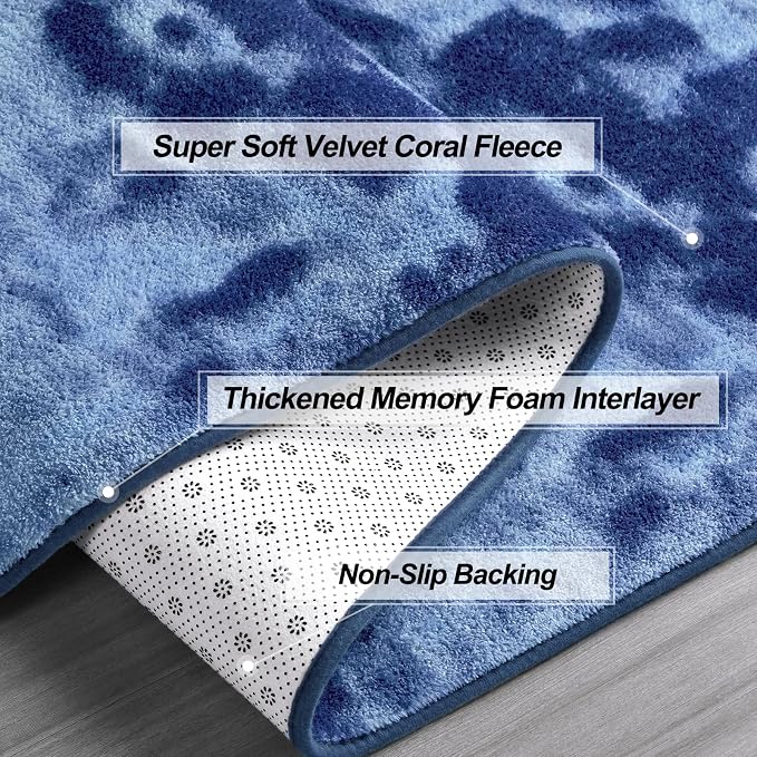 Gifeas Large Ultra Soft Modern Area Rugs for Living Room Bedroom, 5x8 Feet Tie-Dyed Navy Blue Thickened Memory Foam Indoor Carpets, Non-Slip Comfy Rug for Boys Girls Nursery Room Home Decor