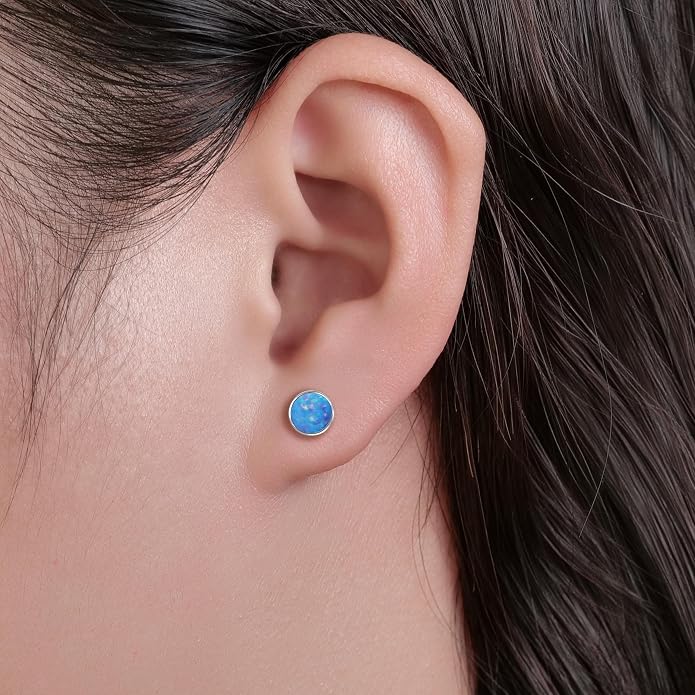 limerencia 18G Hypoallergenic Titanium Opal Threadless Nose Stud Earrings, 2PC Flat Back Push in Stud Earrings Labret Medusa Monroe Helix Cartilage Tragus Conch Piercing Jewelry for Women Men