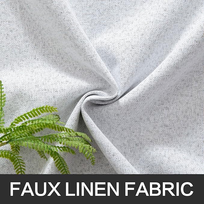 MIULEE White Blackout Curtains Linen Textured for Bedroom Thermal Insulated Room Darkening Grommet Curtains/Drapes for Living Room Decoration 52x84 Inch Grayish White 2 Panels