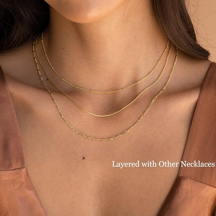DEARMAY 14K Gold Plated Herringbone Necklaces for Women, Dainty Gold Snake Choker Chain Non Tarnish Trendy Simple Thin & Chunky Options Neckalce 1.5/3/5/6/8mm Chain Jewelry for Gifts