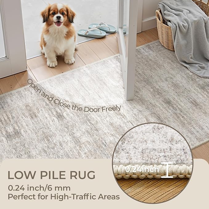 2x3 Rug Non Slip, Small Washable Entryway Rug,Taupe | Welcome Mat,Runner for Kitchen,Front Door,Bathroom,Bedroom,Thin Area Rug,Soft Foldable Indoor Carpet,Stain Resistant